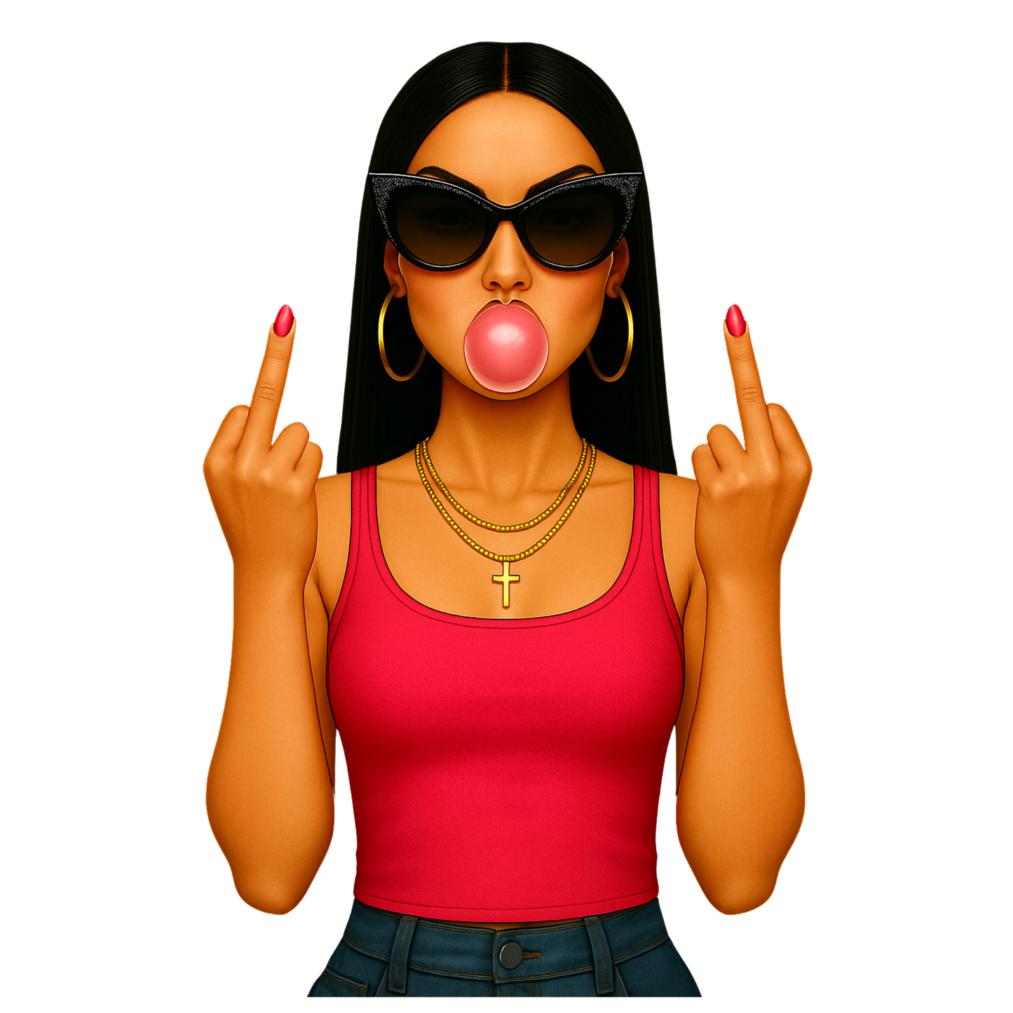 Pink Bubble & Fierce Attitude PNG FILE