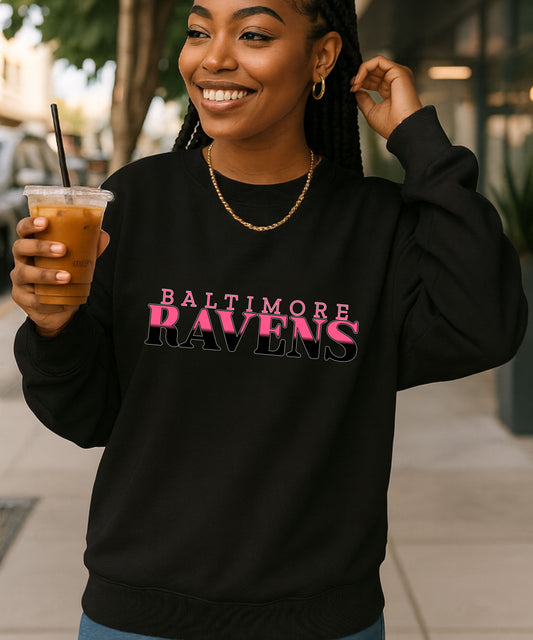 Ravens Pink & Black Ombre Sweatshirt (Women)