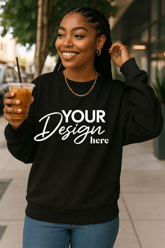 Gildan Soft Crewneck Mockup Black